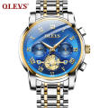 Homme montres à quartz étanches mode affaires montre en acier inoxydable pour hommes marque de luxe multi fuseau horaire montre